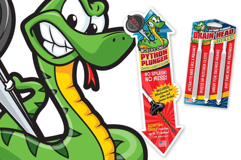 Python Plunger illustration and packaging design