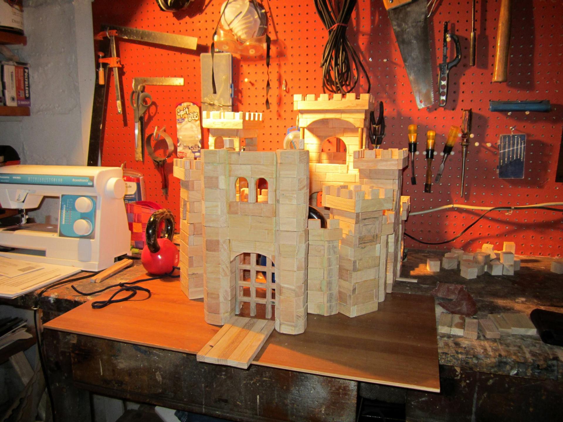 toy castles built from pallet wood